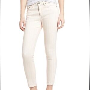 AG Prima cigarette cropped pale pink striped jeans